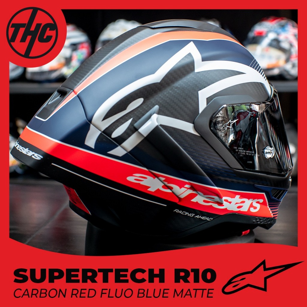 Jual HELM ALPINESTAR SUPERTECH R10 CARBON RED FLUO BLUE MATTE FULL FACE ...