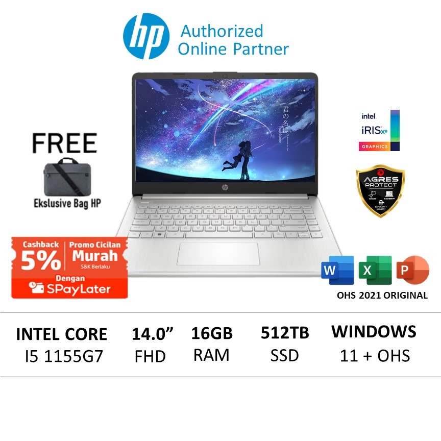 Jual Cicilan Murah Laptop Hp 14s Dq4016tu Dq2052tu Dq2053tu I5 1155g7 8gb 512ssd Irisxe 1820