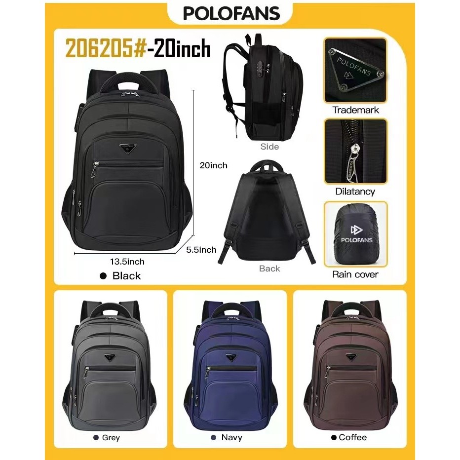 Jual Ransel Jumbo POLO FANS 20 Inch - Backpack Kerja Pria Casual ...