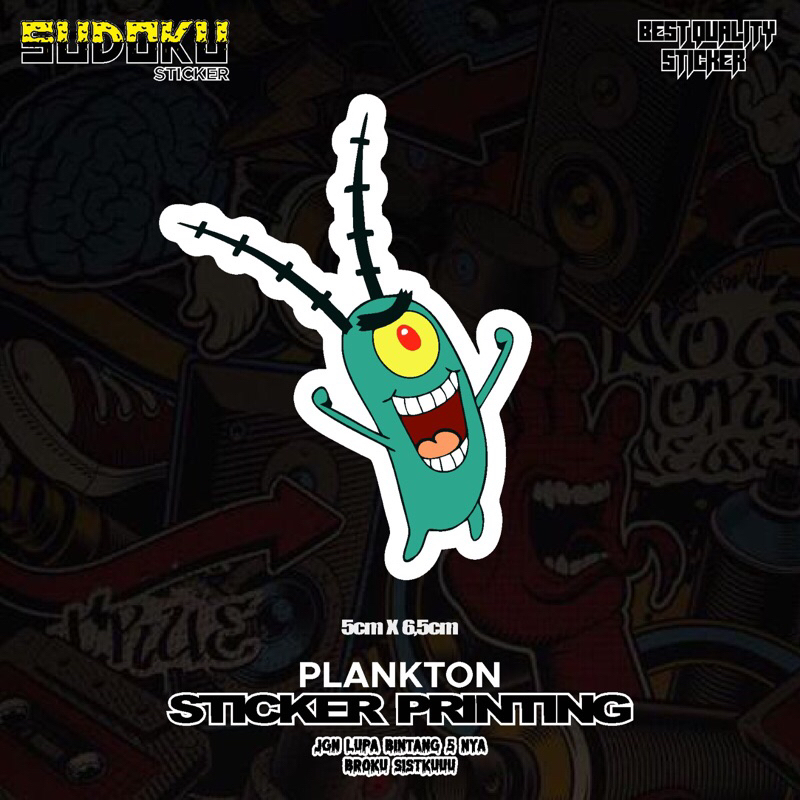 Jual STICKER STIKER PRINTING PLANKTON KARTUN SPONGEBOB VIRAL FYP ...
