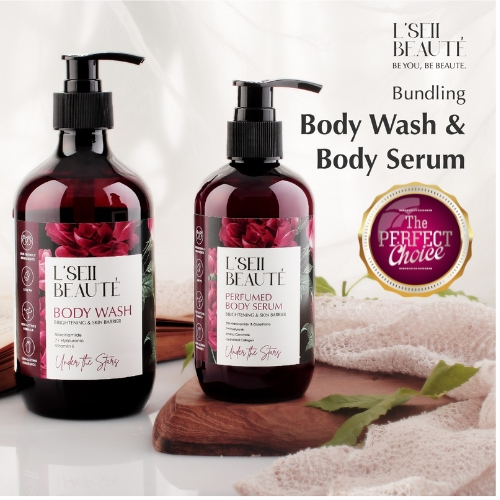 Jual Paket Lseii Beaute BODY WASH 500 ml & BODY SERUM 250 Wangi Mewah