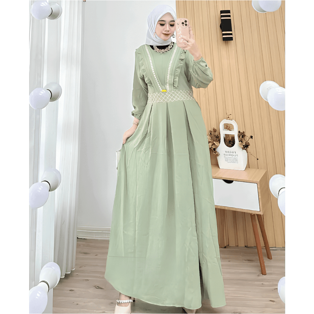 Jual Sabilla Dress Crinkle Airflow Mix Brokat Model V Free Bross ...