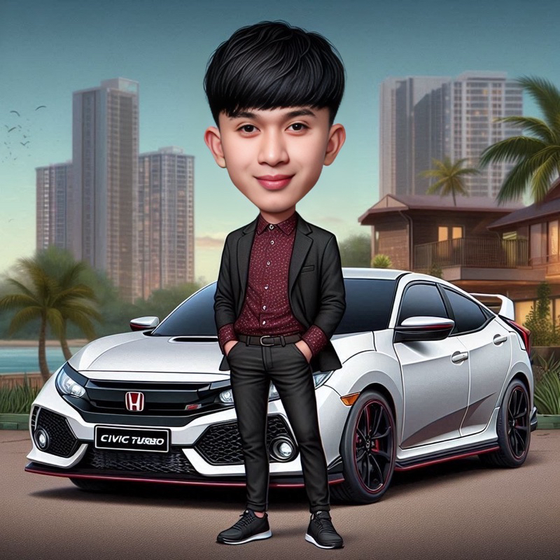 Jual Jasa Edit Foto Karikatur 3d Ai Dengan Mobil Bisa Pengerjaan Cepat Shopee Indonesia 