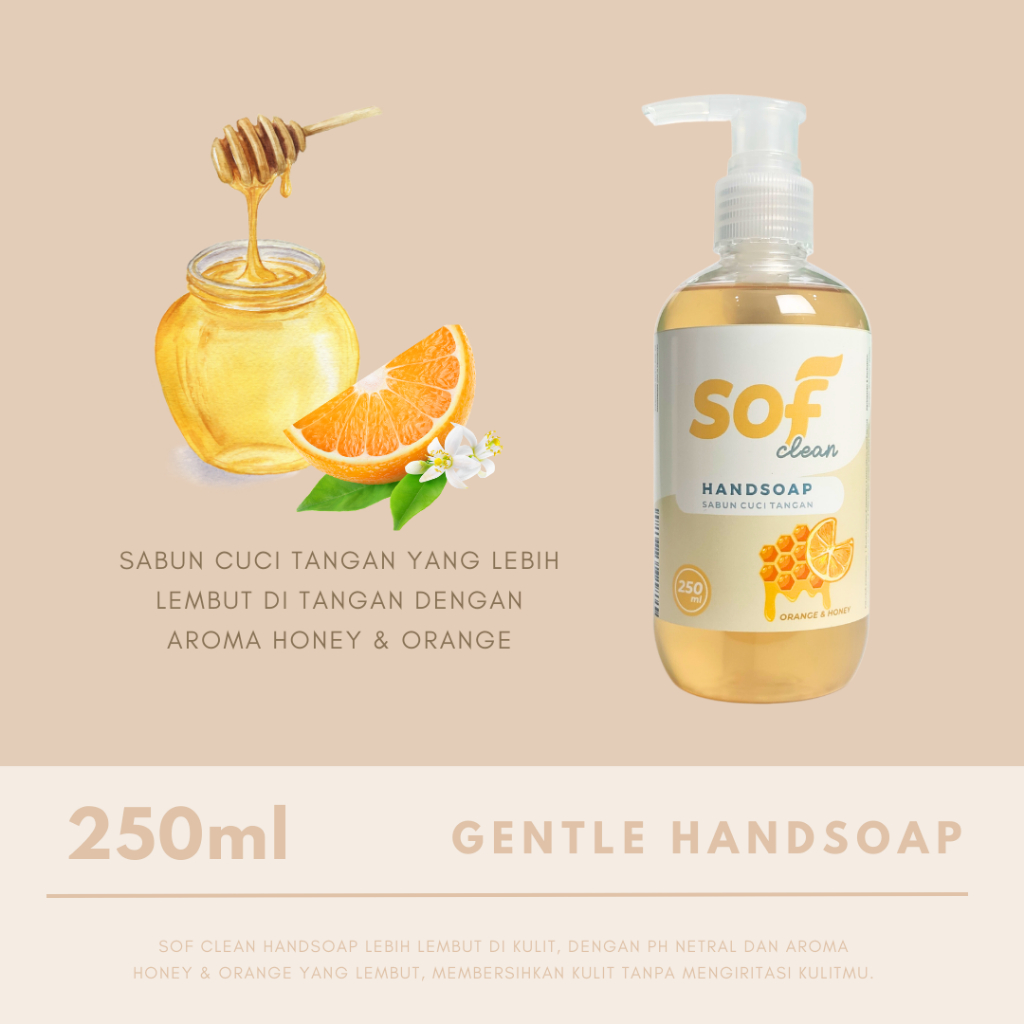 Jual Sof Clean Sabun Cuci Tangan Lembut Orange & Honey 250ml , Handsoap ...