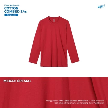 ( LEBIH TEBAL ) Kaos Polos Lengan Panjang Cotton Combed 24s