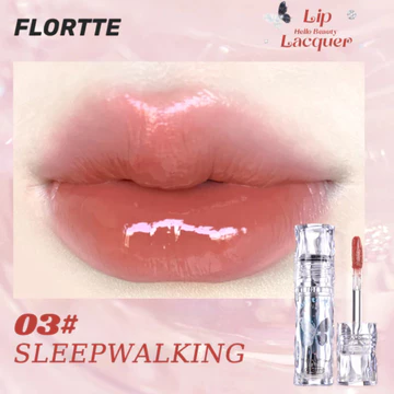 READY Flortte Lip Lacquer Hello Beauty Lip Gloss Glossy Lembab Tahan Lama Tidak Transfer