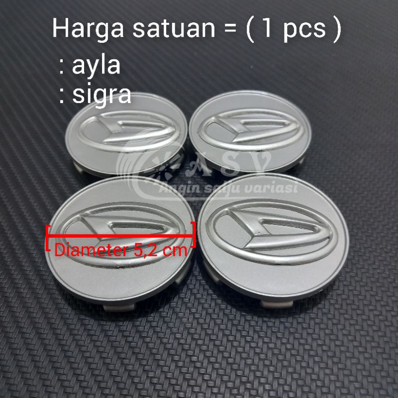 Jual dop roda tutup velg mobil daihatsu ayla sigra diameter 5,2 cm ...