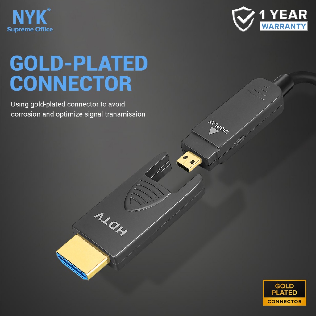 NYK Kabel HDMI 20M Kabel Fiber Optic Micro HDMI to HDMI 2.0 Detachable HDMI Active COD (4)