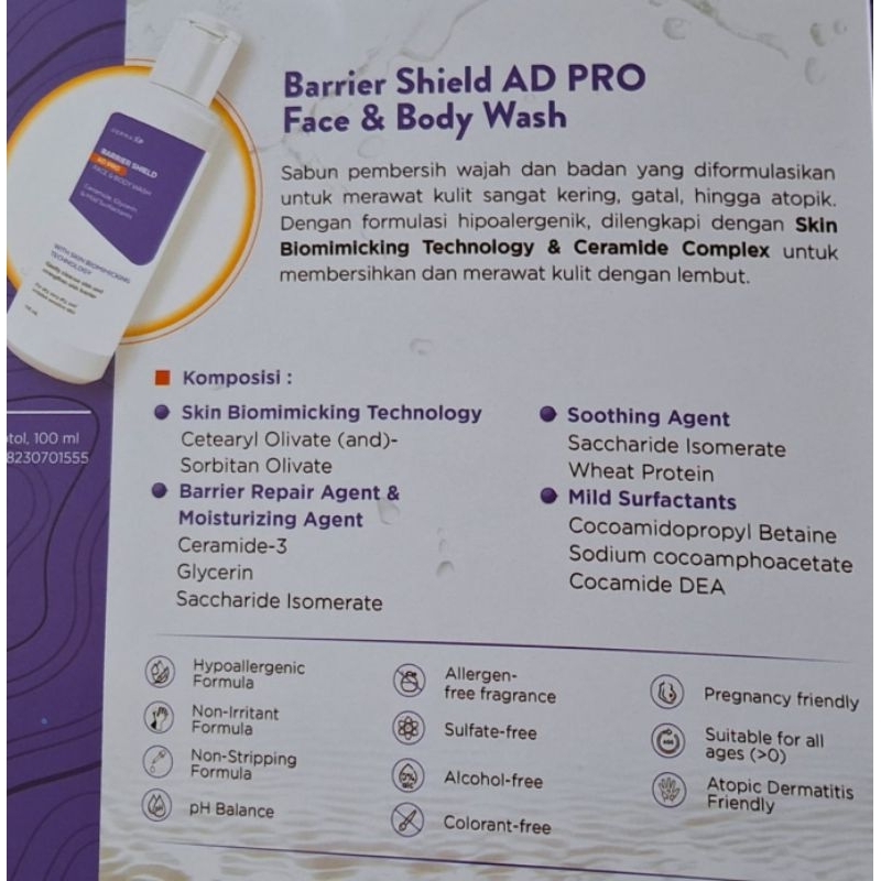 Jual DERMA XP - BARRIER SHIELD AD PRO Series - wash 100 ml / moist 100 ...