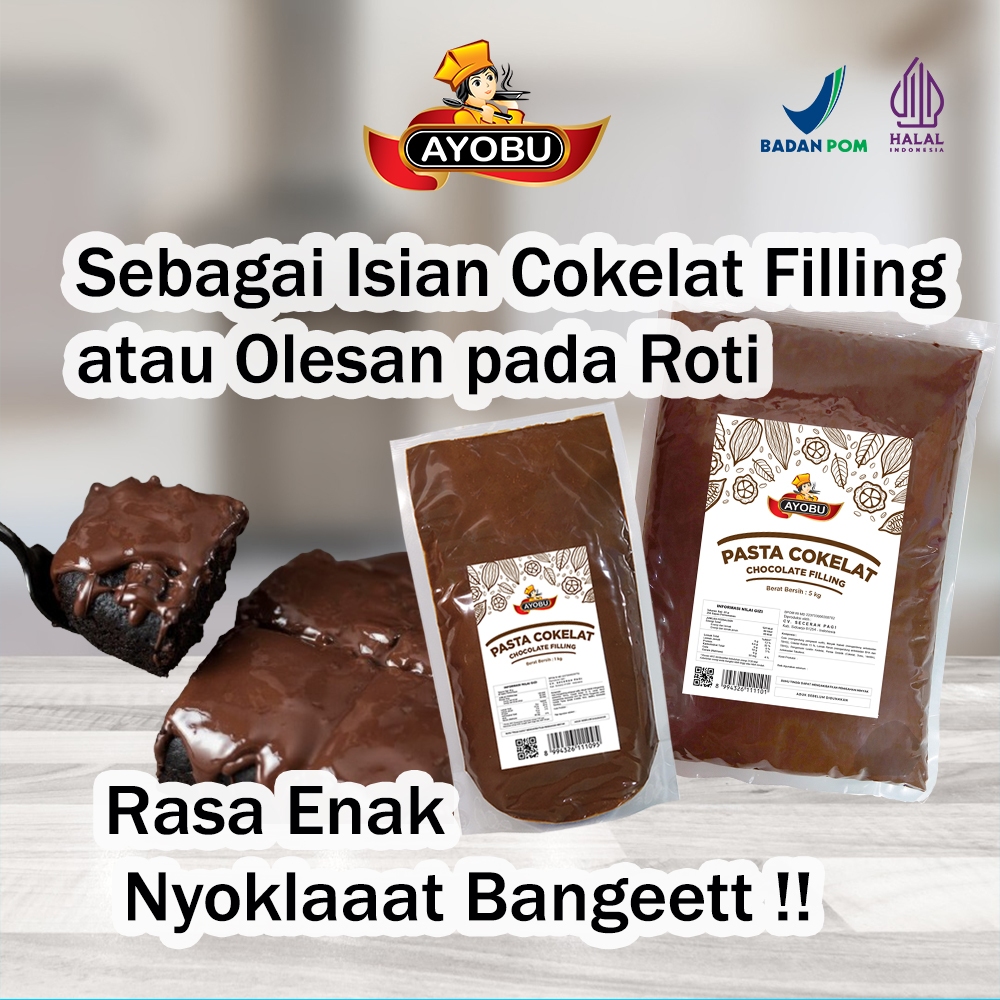 Jual AYOBU Pasta Cokelat 1 Kg Chocolate Filling Isian Roti Bakpao Donat ...