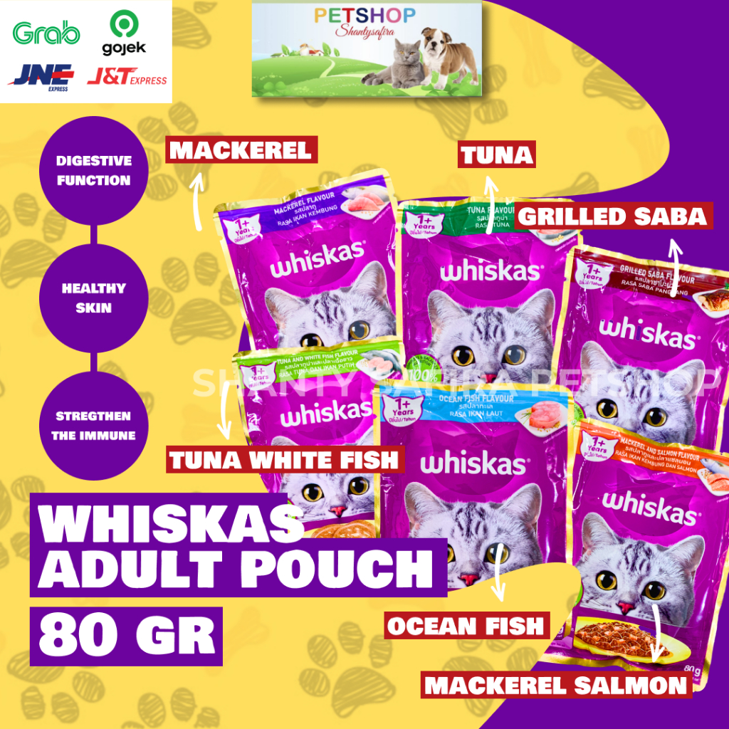 Jual 1 DUS ISI 28 POUCH MAKANAN KUCING WHISKAS POUCH ADULT 80 GR