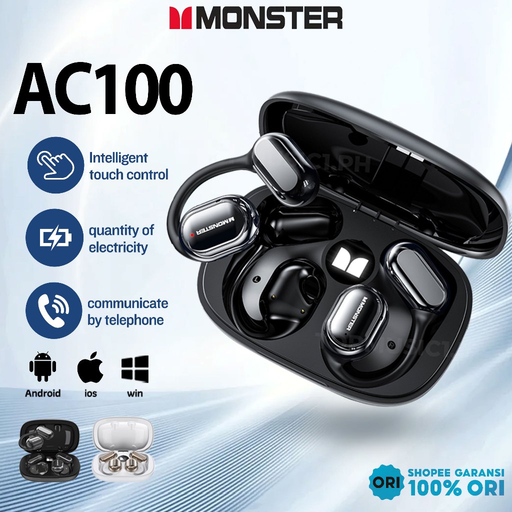 Jual 100%Ori Monster AC100/MH22156 Headset Bluetooth Sport OWS Bone ...