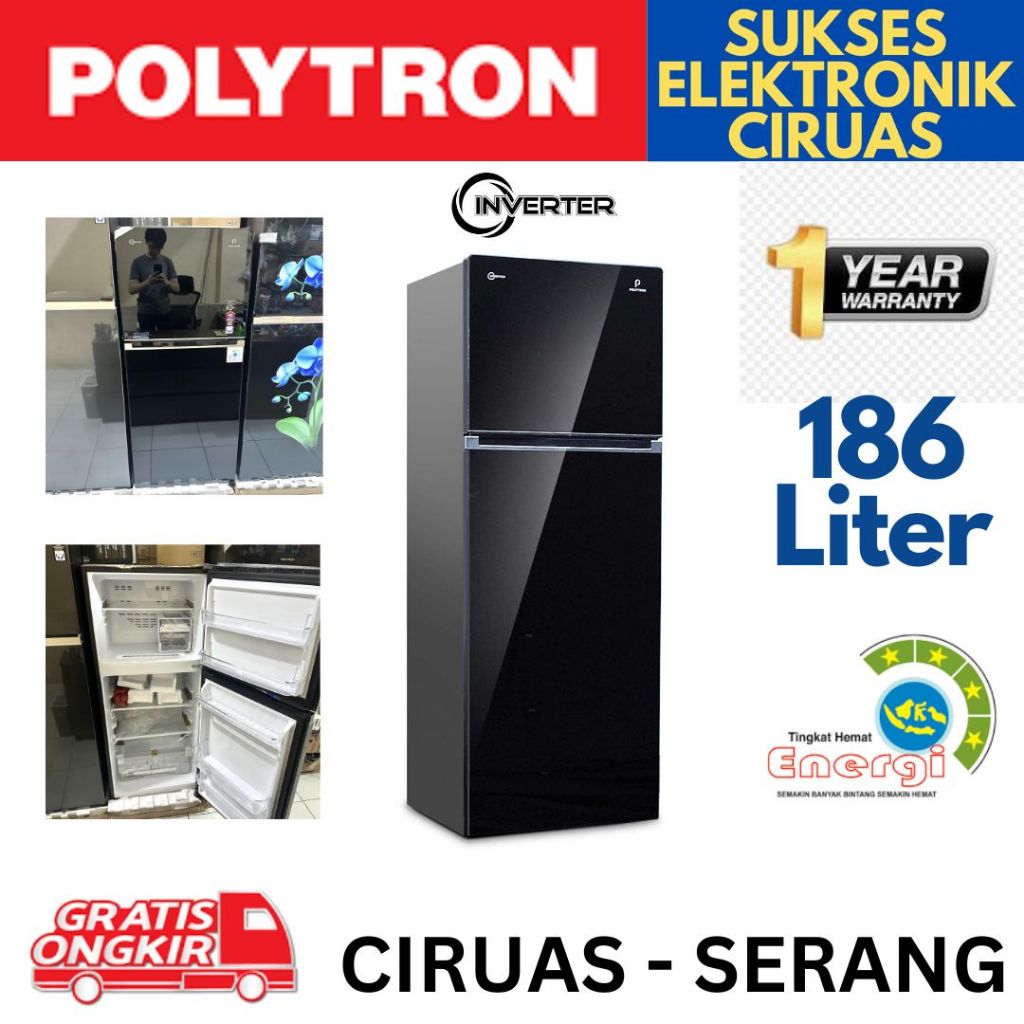 Jual Kulkas Pintu Polytron Inverter Prw Vx Kaca Ciruas Serang