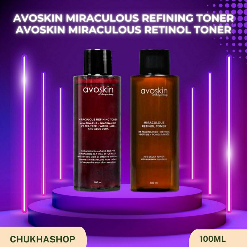 Jual Avoskin Miraculous Refining AHA BHA / Retinol Toner 20ml 100ml Exp ...