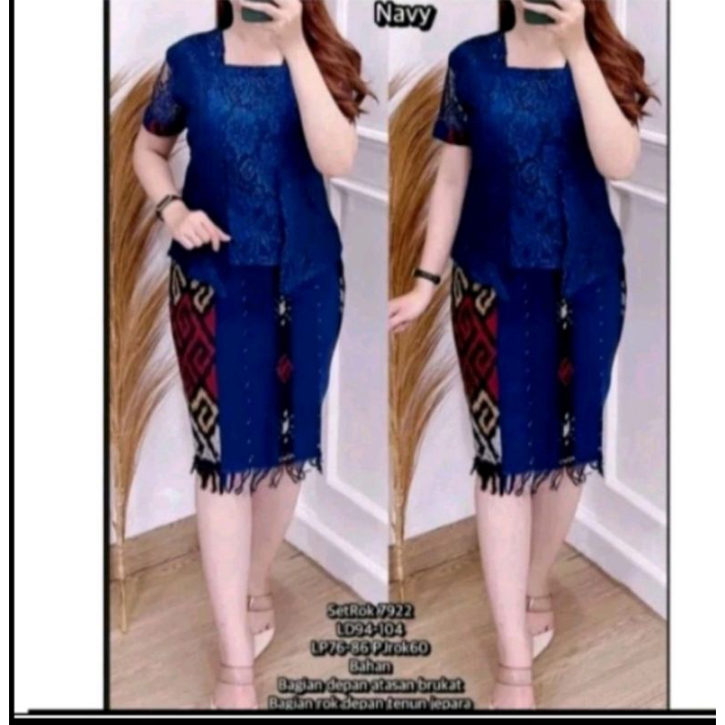 Jual ( READY STOK ) SETELAN ROK TENUN RUMBAI KOMBINASI BROKAT, BAJU ...