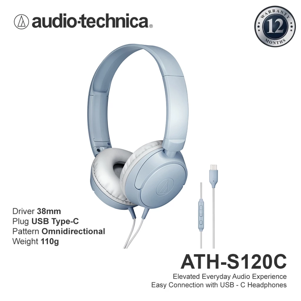 Audio-Technica ATH-S120C Portable Headphone with Mic