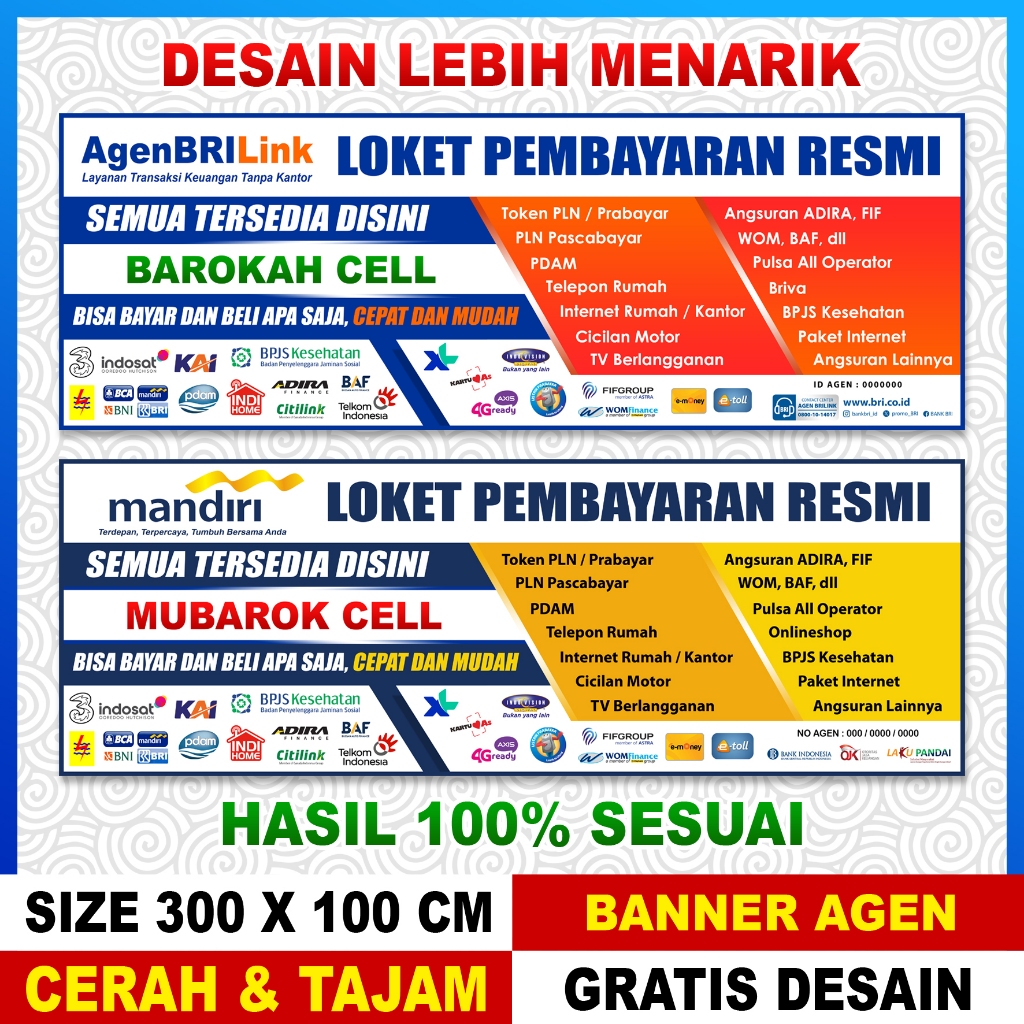 Jual [ TERLENGKAP ] SPANDUK BRILINK BRI MANDIRI AGEN UKURAN JUMBO BISA ...