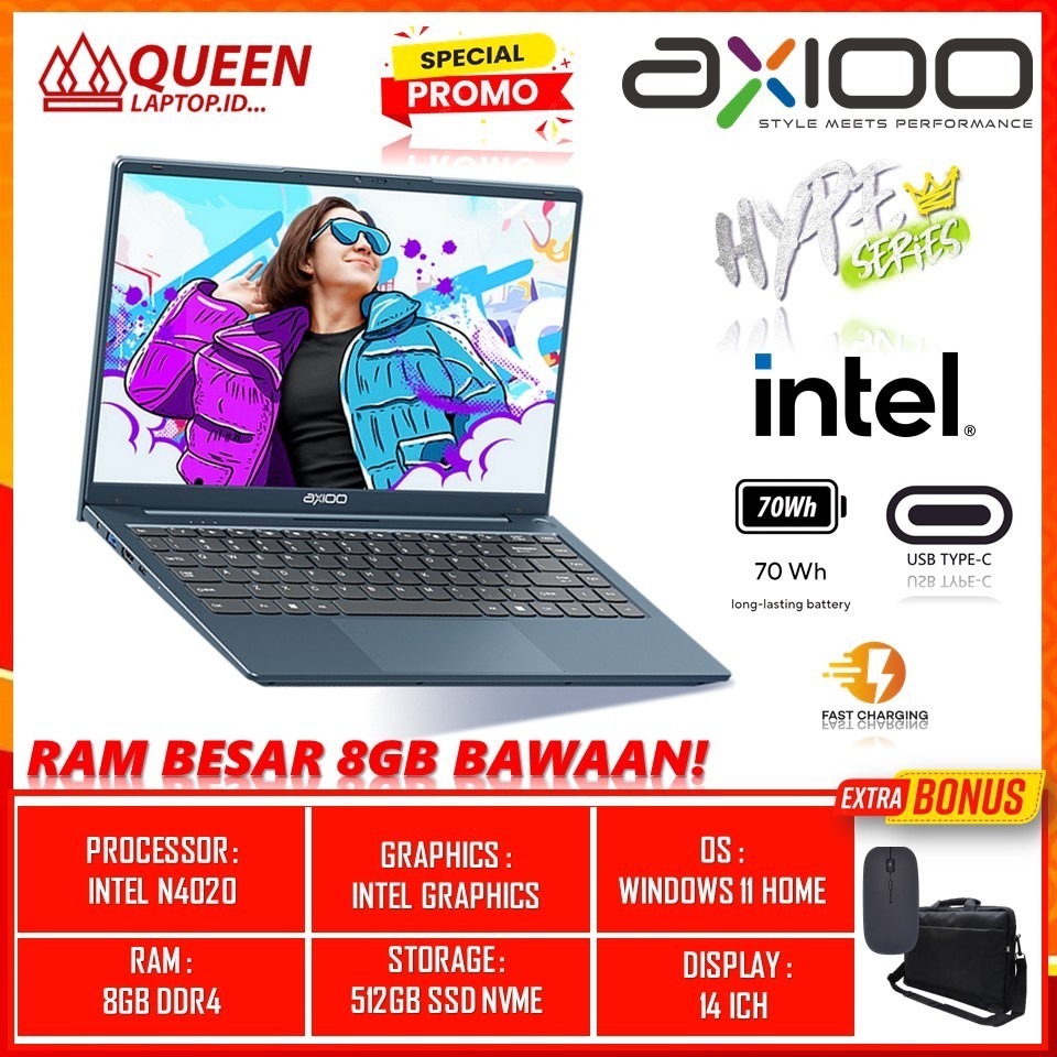 Jual Laptop Slim Axioo My Book Hype N Ram Gb Ddr Ssd Gb Nvme Inch Fhd Windows