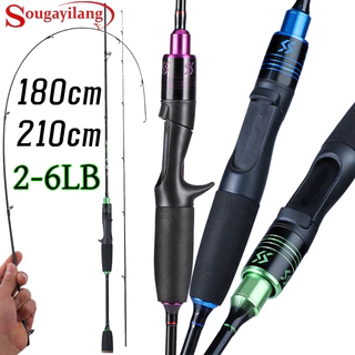 Sougayilang Joran Pancing 1.8m 2.1m 2-6LB Lentur Carbon 2 Section Saltwater Freshwater Pancingan