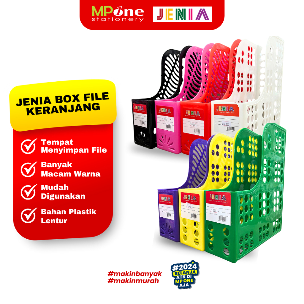 Jual Jenia Box File Keranjang Plastik Warna Warni / Tempat Penyimpanan