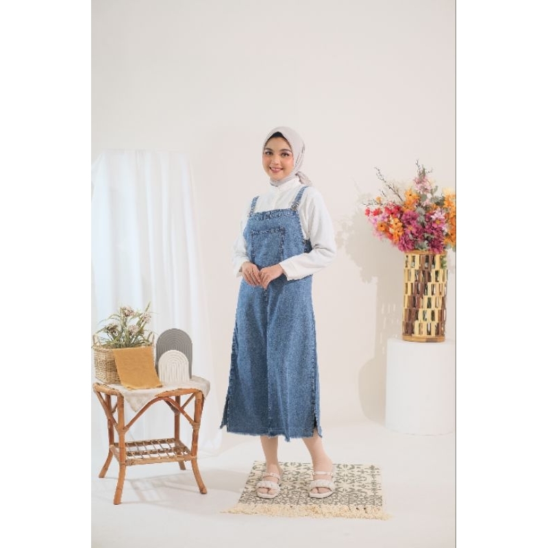 Jual Overall Jumpsuit Jeans Denim Wanita Rok Kodok Big Pocket Korean ...