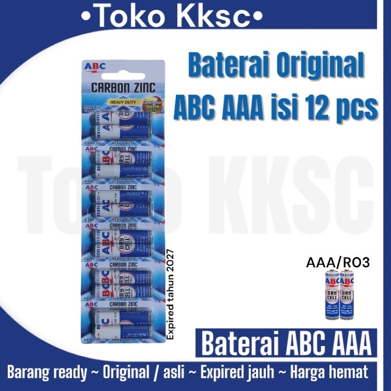 Jual ABC biru AAA isi 12 pcs / baterai type r03/A3 | Shopee Indonesia