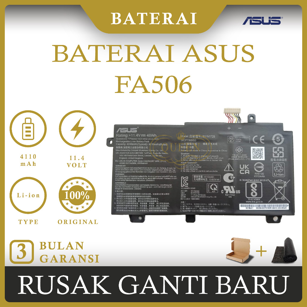 Jual BATERAI LAPTOP ASUS TUF Gaming FA506 (B31N1726) ORIGINAL | Shopee ...