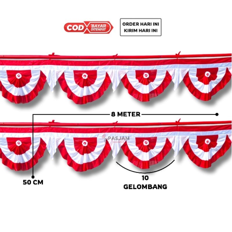 Jual Bendera Merah Putih Background Bunga Lidah Rumbai Gelombang ...