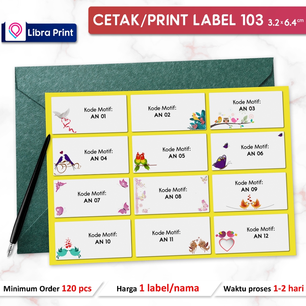 Jual Cetak Stiker Label 103 Print Label Nama Undangan Label Buku