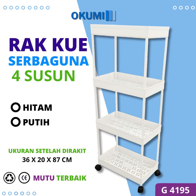 Jual OKUMI Rak Dapur Rak Roda Rak Troli Serbaguna 4 Susun Rak Salon Rak ...