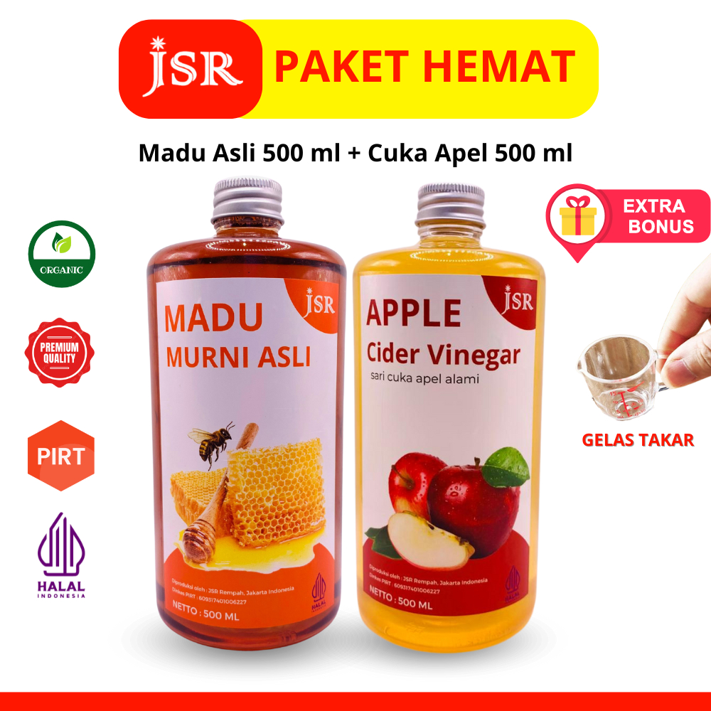 Jual PAKET HEMAT JSR MADU ASLI DAN CUKA APEL 500 ML | Shopee Indonesia
