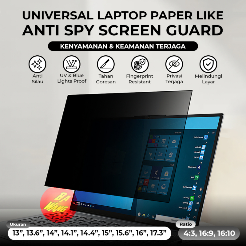 Jual Anti Gores Spy Universal Laptop 13 14 15 16 17 inch AntiSPY Glare