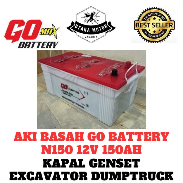 Jual GO BATTERY Aki Basah N150 12V 150Ah Kapal Genset Excavator Dump ...