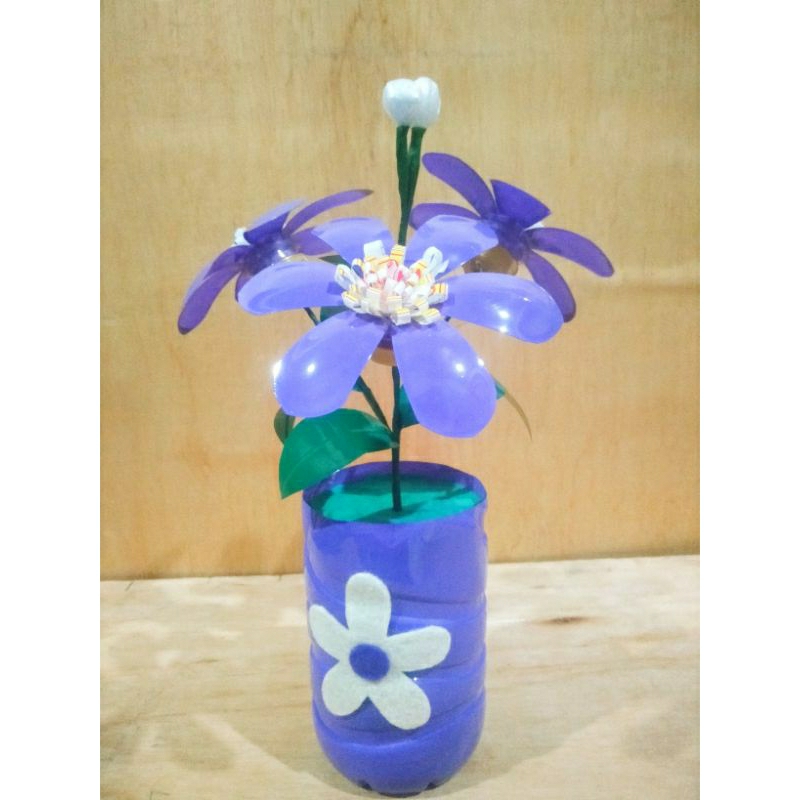Bunga Botol Plastik Lengkap Vas / Prakarya Botol Bekas / Kerajinan Daur Ulang