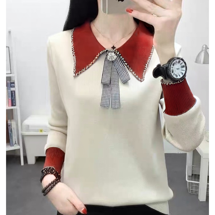 Jual Ajw Blouse Wanita Korea Lengan Panjang Rajut Import Premium Xz