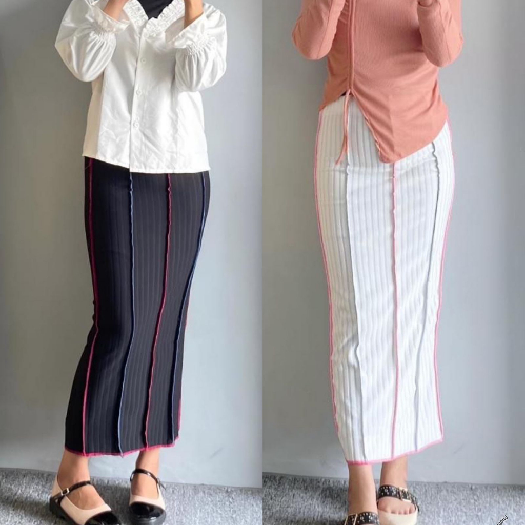 Jual Bellaya Rok Span Knit Rainbow 7/8 / Rok Span Knit Polos / Bawahan ...