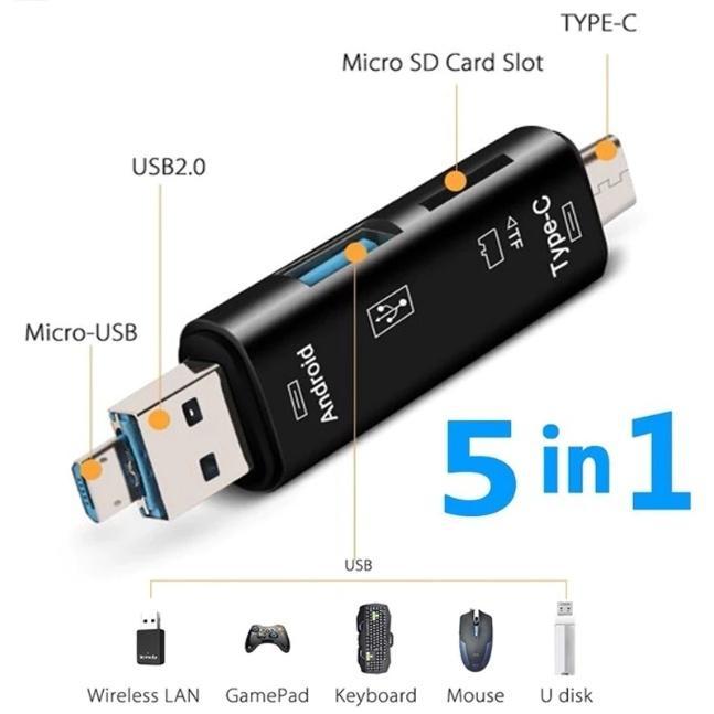Jual Card Reader OTG 5 in 1 USB 3.0 Type C Fit For Micro SD/TF/Memory ...
