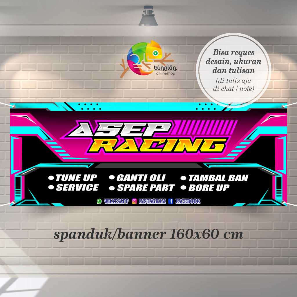 Jual Spanduk Banner Bengkel Speed Racing Team Free Custom Desain ...