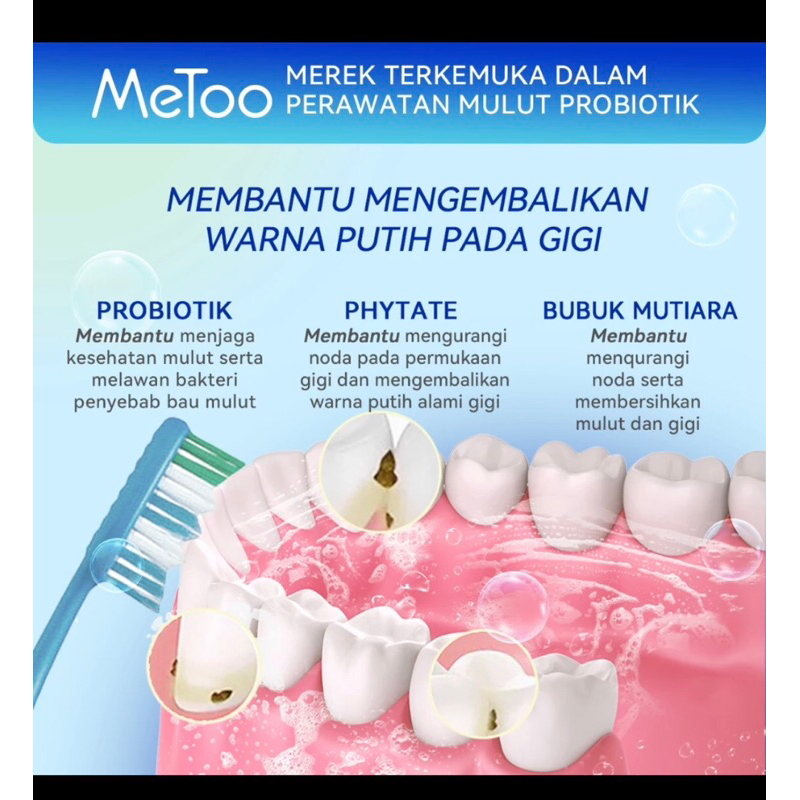 Jual MeToo Teeth Whitening Powder+ Fresh Mint Mouthwash 250ml / Oral ...