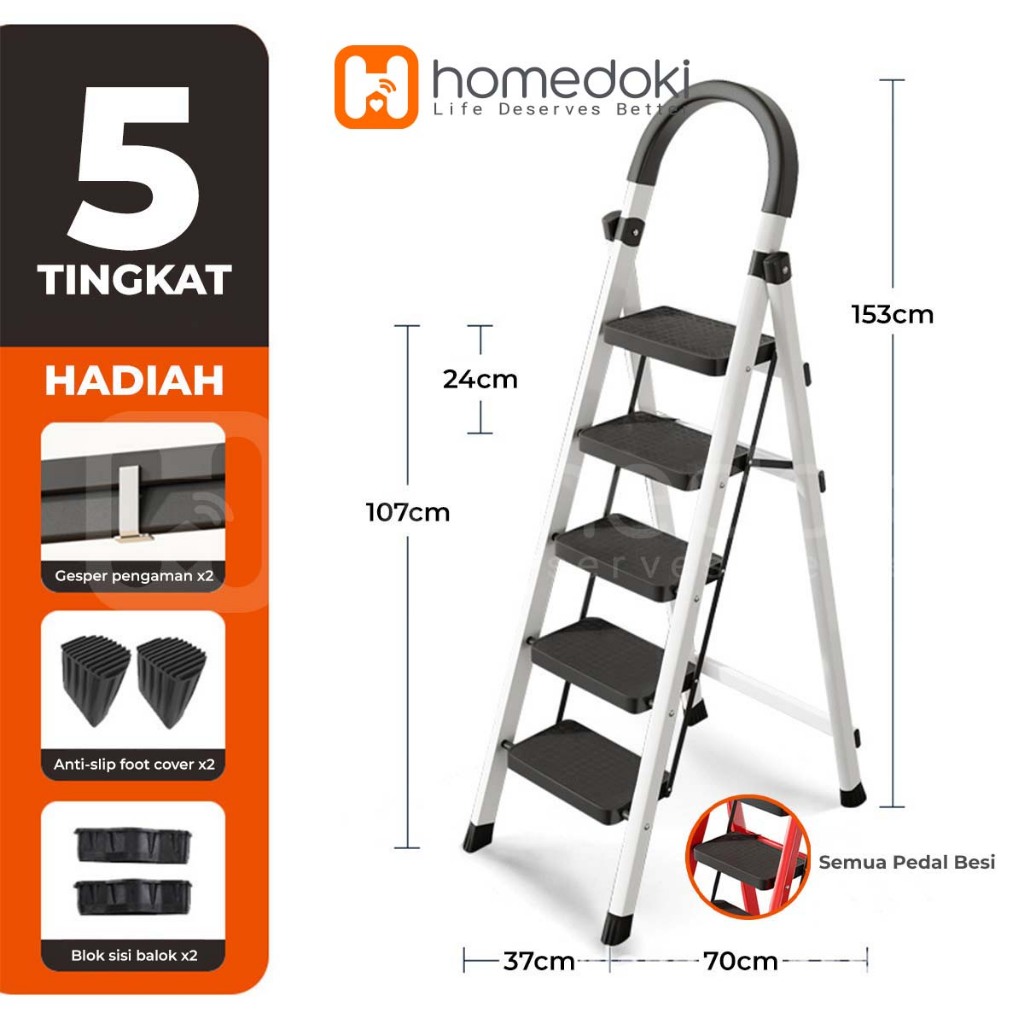 Jual Homedoki Tangga Rumah Lipat Tangga Besi Lipat Step Household Steel Ladder Shopee