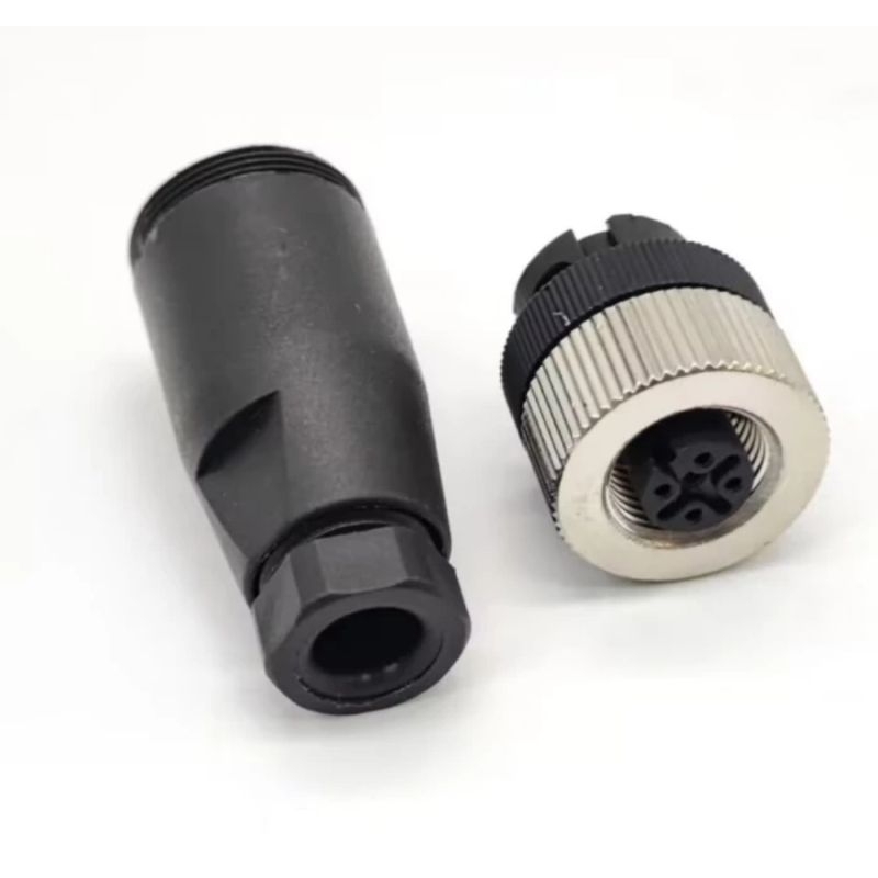 Jual M12 Socket connector 4pin Type Straight Female Socket konektor ...