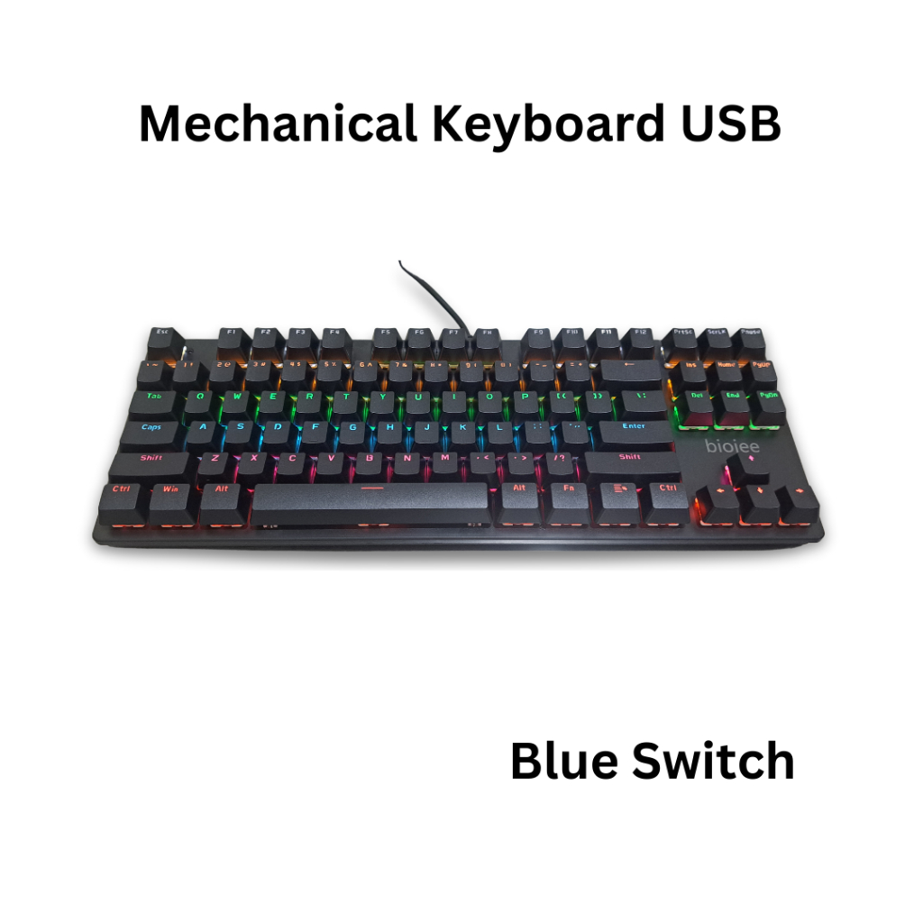Jual Biojee Keyboard Mechanical Gaming USB WIred RGB 87 Keys Blue ...