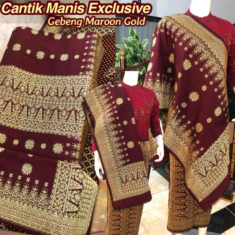 Jual Songket Cantik Manis Exclusive Gebeng Maroon Gold /songket tenun ...