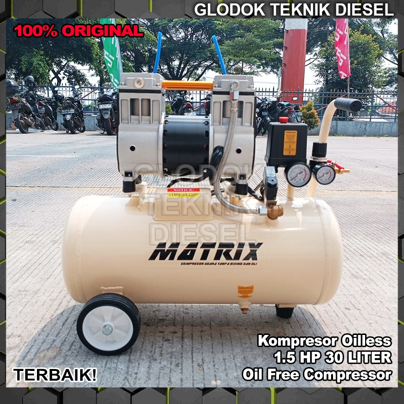Jual Kompresor Oilless 1.5 HP 30 Liter Oil Free Air Compressor Oil Less ...
