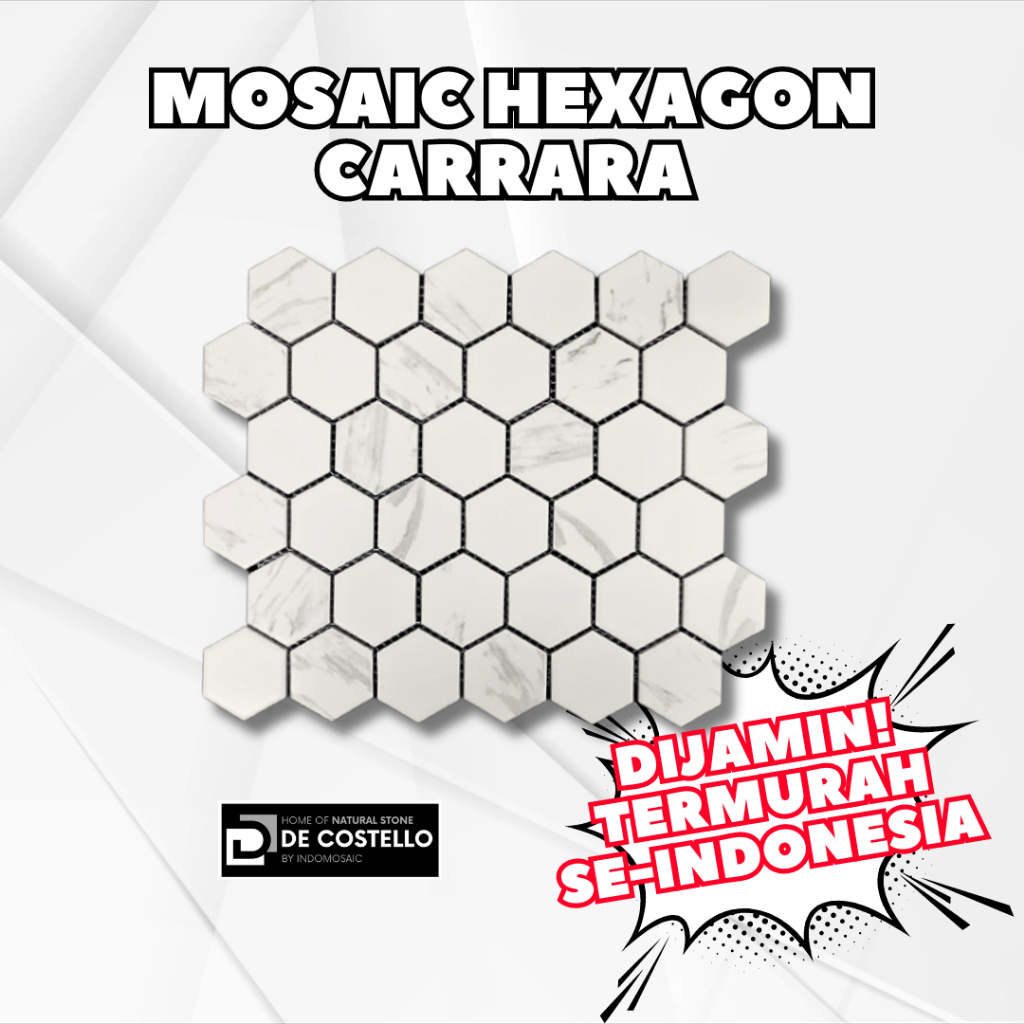 Jual Keramik Mosaic Hexagon Carrara - Stone Deco Indonesia | Shopee ...