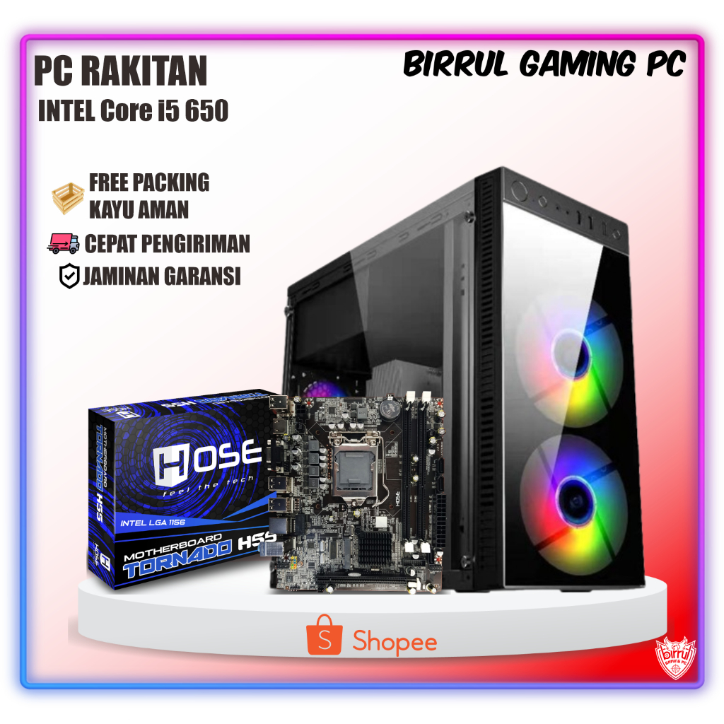 Jual PC RAKITAN I5 650 I 8GB I 500GB I 120GB I RX 550 4GB I LED 19