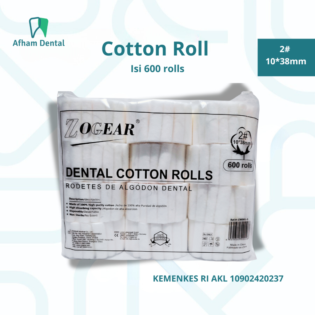 Jual DENTAL COTTON ROLL COTTONROLL KAPAS GULUNG GIGI / AFHAM DENTAL ...