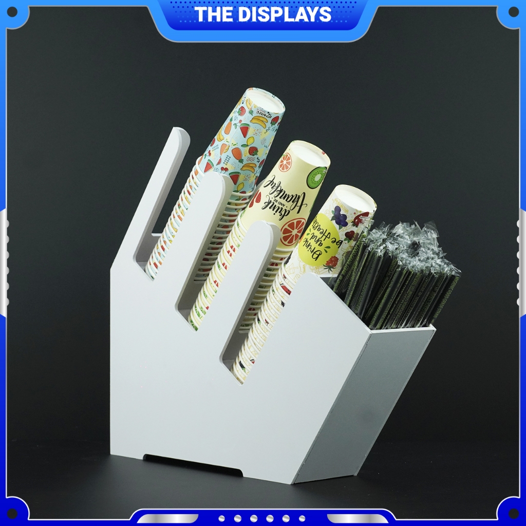 Jual Rak Organizer Dispenser / Rak Tempat Paper Cup isi 3 Slot & Straw ...