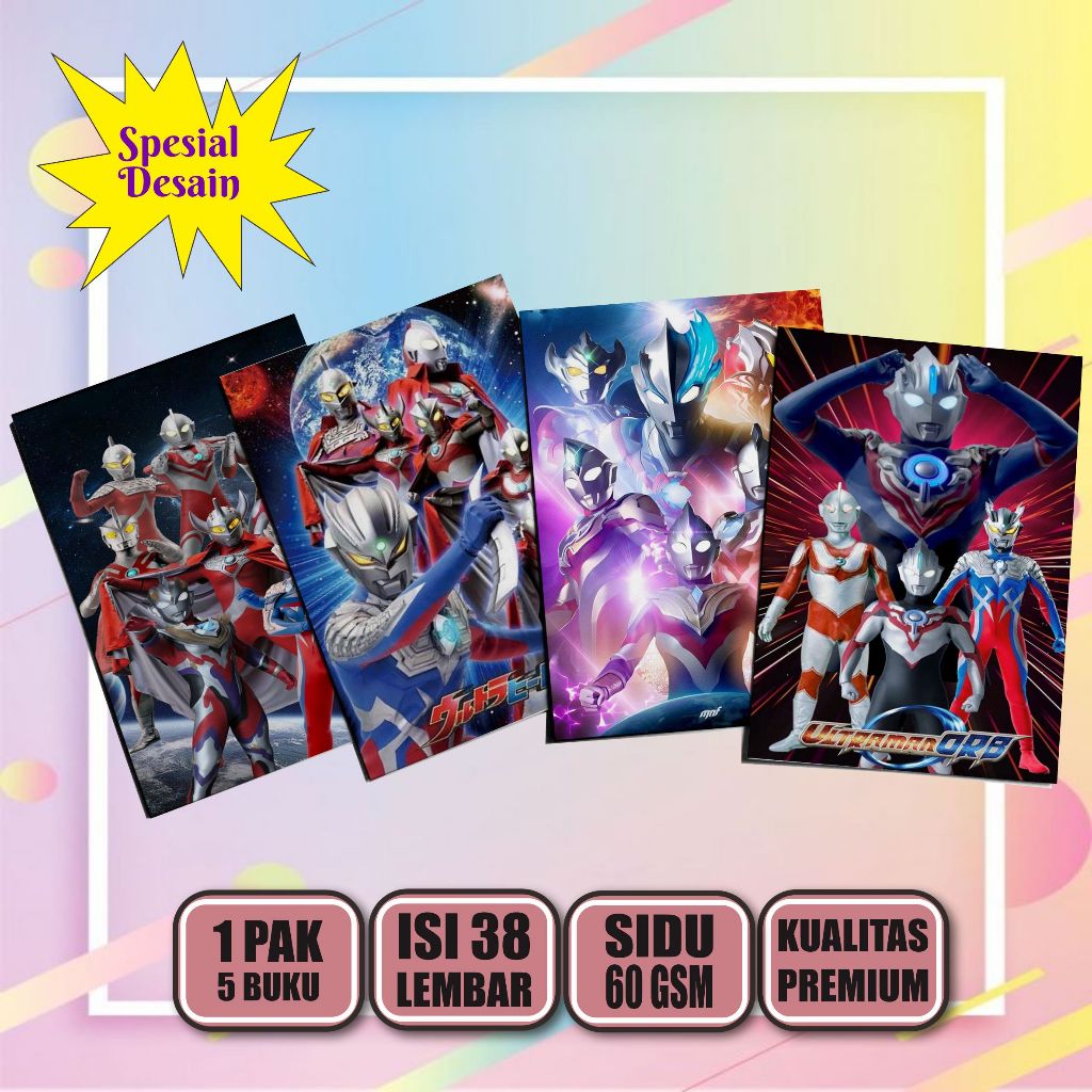 Jual Buku Tulis Anak Custom Ultraman 38 Lembar / Buku Tulis Sekolah