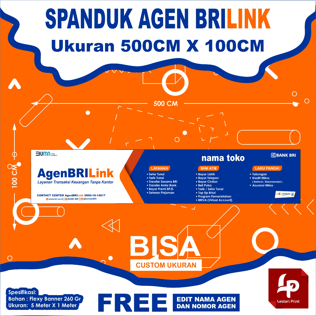 Jual SPANDUK BRILINK 5 METER X 1 METER / SPANDUK AGEN BRILINK / BANNER ...